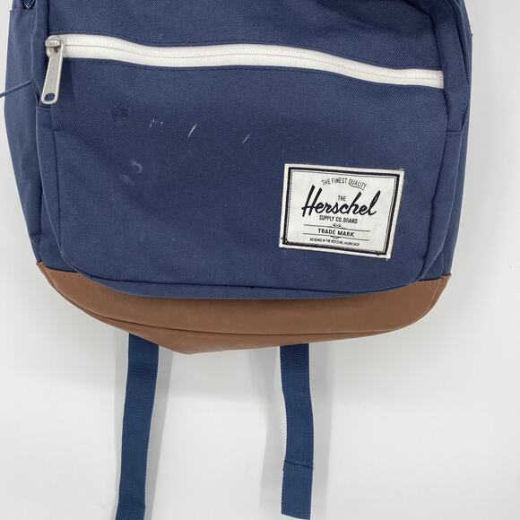 Herschel Backpack Pop Quiz 25L With Padded Laptop Compartment Navy Tan Leather - Picture 4 of 14
